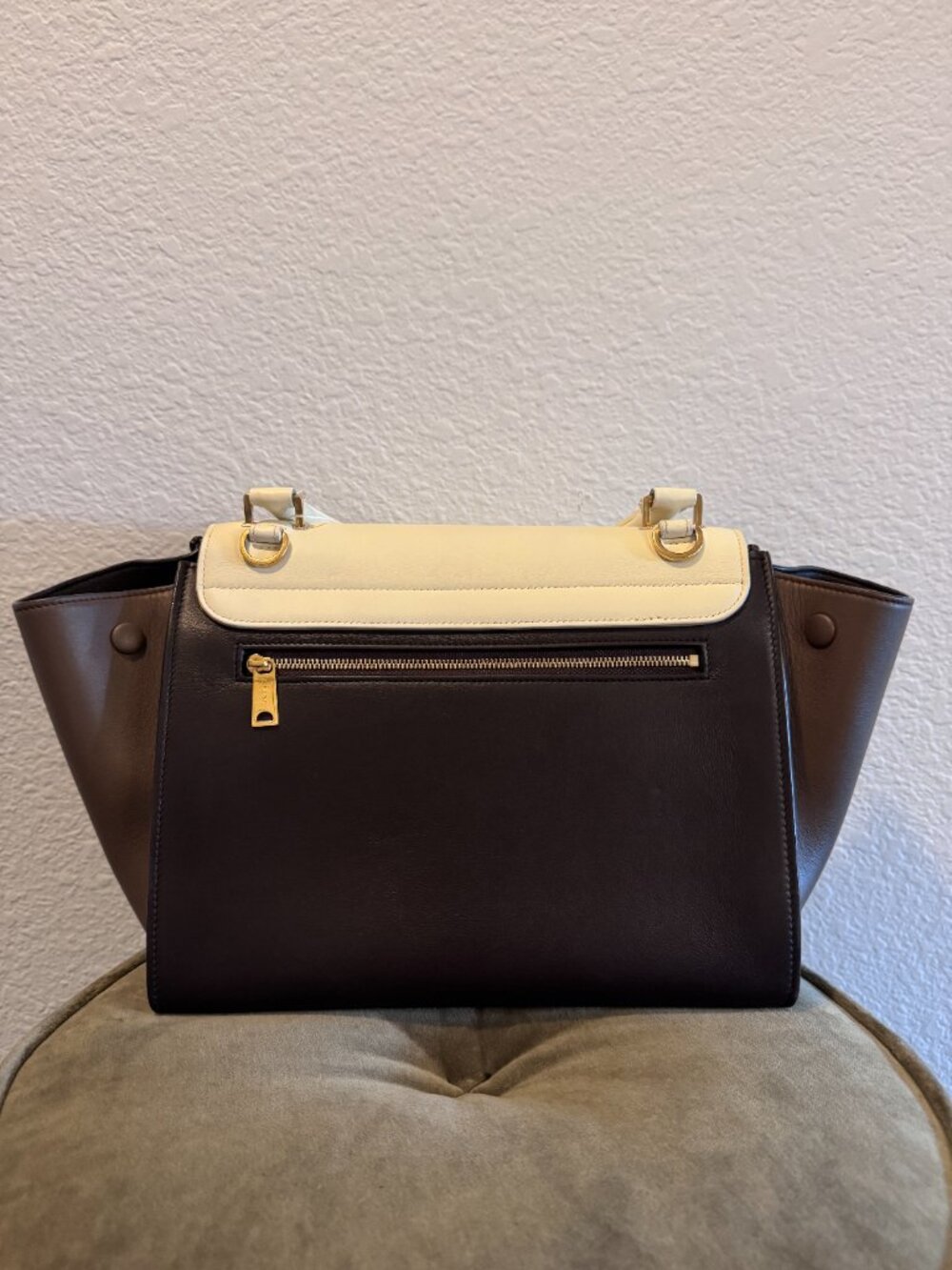 Celine Trapeze Tri-Color Leather Handbag + COA - Picture 3 of 14